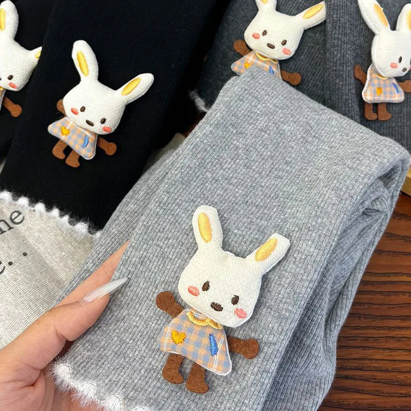Girls' Fleece-lined Leggings for Autumn and Winter Thickened One-piece Fleece Pants for Kids Stylish Warm Pants for Baby