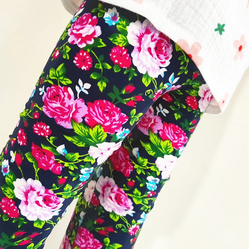 Kids Clothes Girl Legging Spring Autumn Baby Girls Print Flower Pants Summer Children Stretch Slim Trousers 2-11 Years