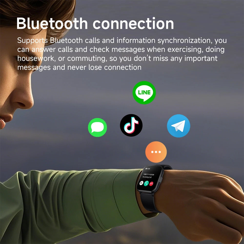 KUMI M2 Smart Watch 1.83" HD Screen ChatGPT 100+ AI Watch Faces 2ATM Bluetooth Calling 100+ Sports Modes Health Monitoring
