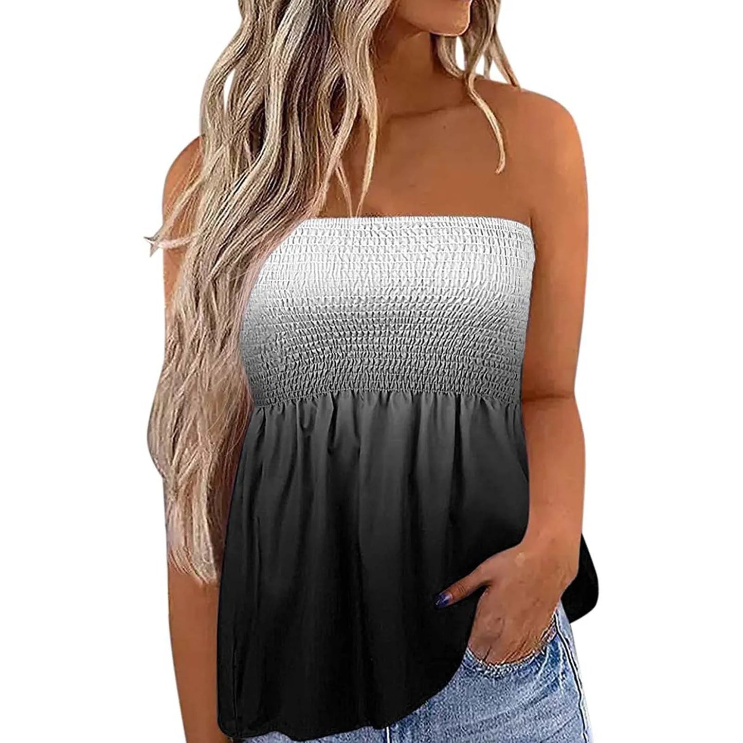 2022 Women Sexy Tube Top Summer Women Casual Tank Crop Tops Solid Color Elastic Design Backless Breathable Strapless Tops