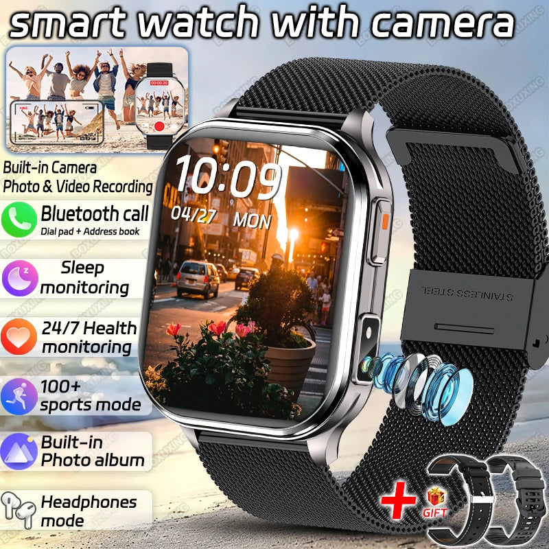 2026 New Smart Watch With Camera Men Women Photos Record Video Health Sports Fitness IP68 Waterproof Call Recording Smartwatches
