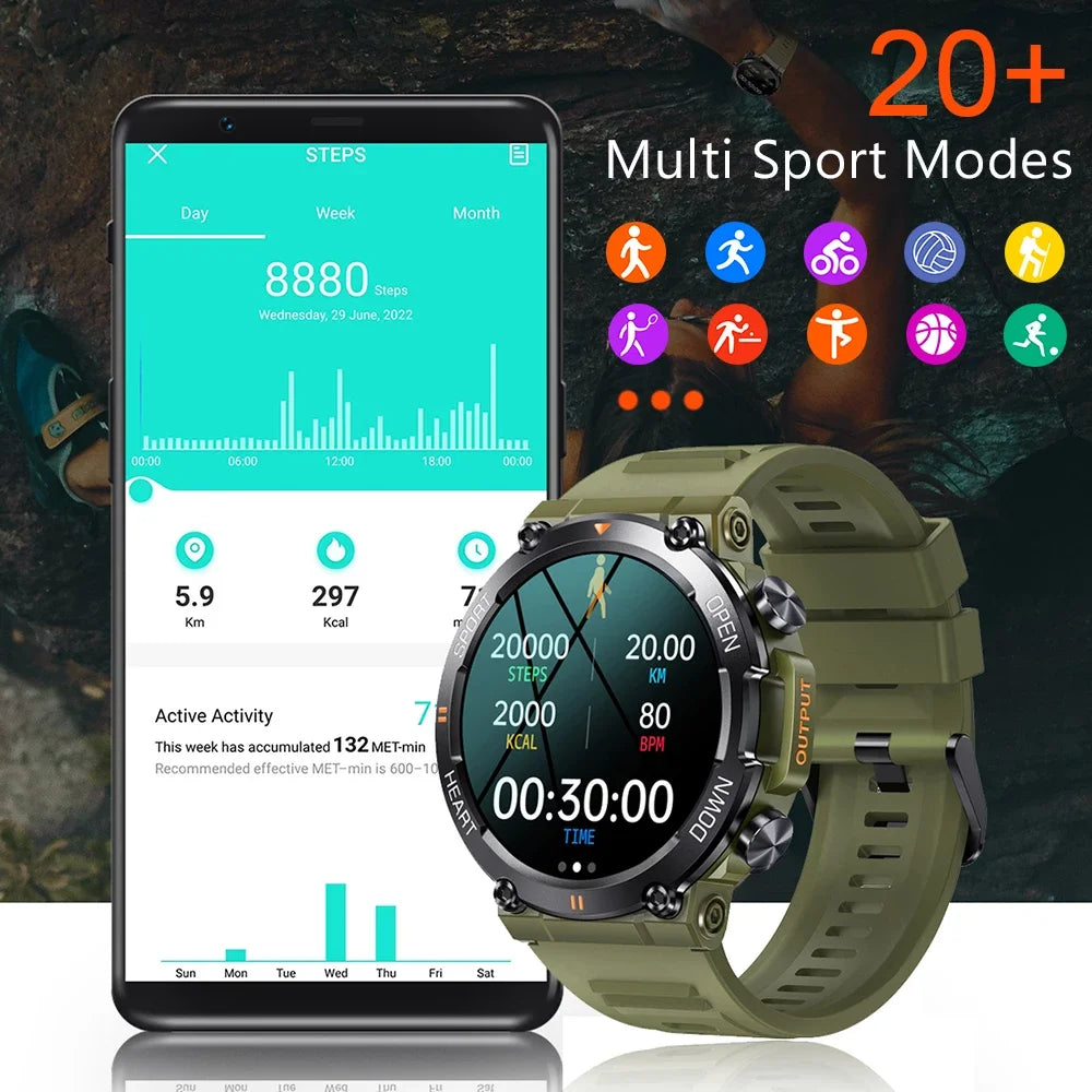 Men Smart Watch BT HD Calling Music Fitness Tracker 100+ Dial Sport Waterproof Smartwatch for Android Phone 2023