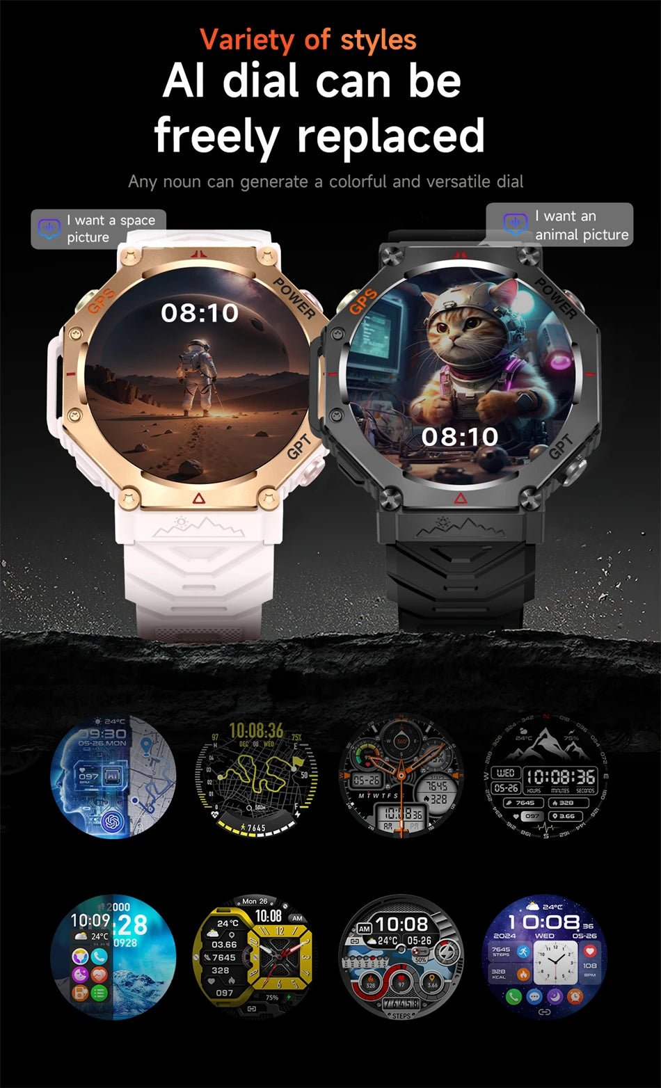 New GPS Positioning Smart Watch Men GPT AI Voice Assistant Bluetooth Call 3ATM Waterproof Compass Outdoor Sports Smartwatch 2025