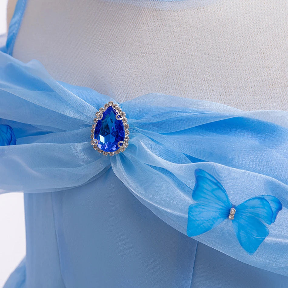 Girls Cinderella Cosplay LED Dress Up Clothes for Girls Christmas Halloween Party Princess Costume Kids Birthday Gown 2 4 6 10T