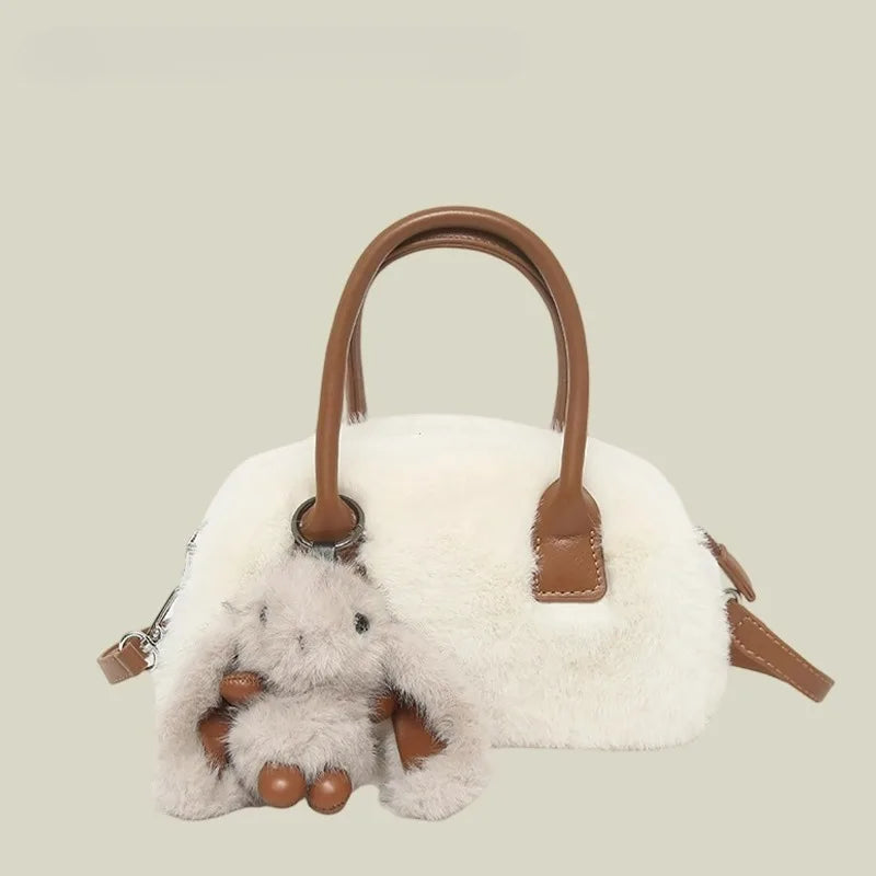 autumn and winter cute plush handbag women's 2025 new fashion versatile shoulder messenger bag