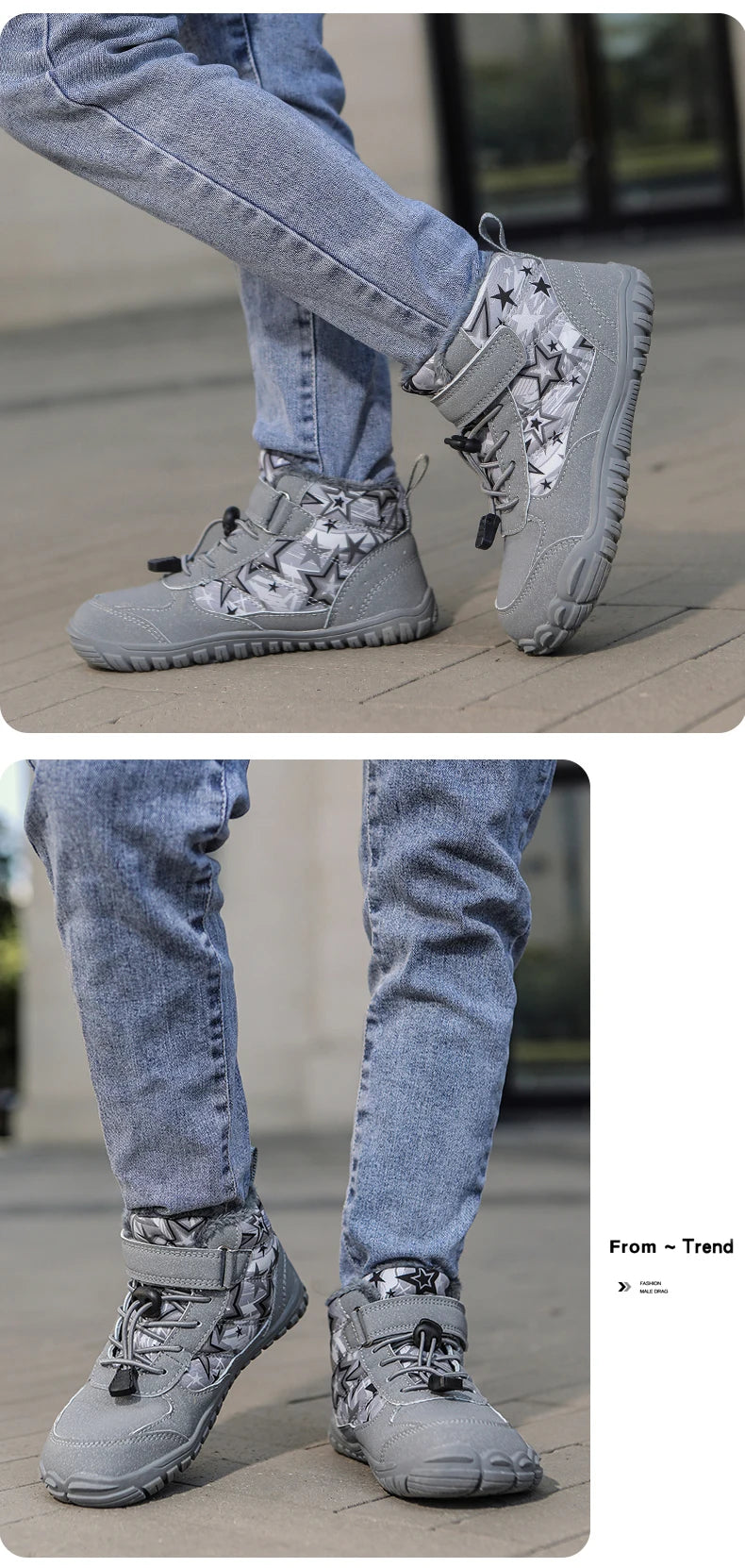 New Parent-child Winter Boots Men and Women Snow BareFoot Outdoor Non-slip Warm Fur Casual Boys/girls Sneakers Kid's Ankle Boots
