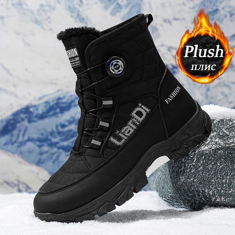 Men's Winter Snow Boots, Mid-Calf Design, Thick Plush Lining for Warmth and Comfort, Suitable for Cold Weather Sports and Casual Wear