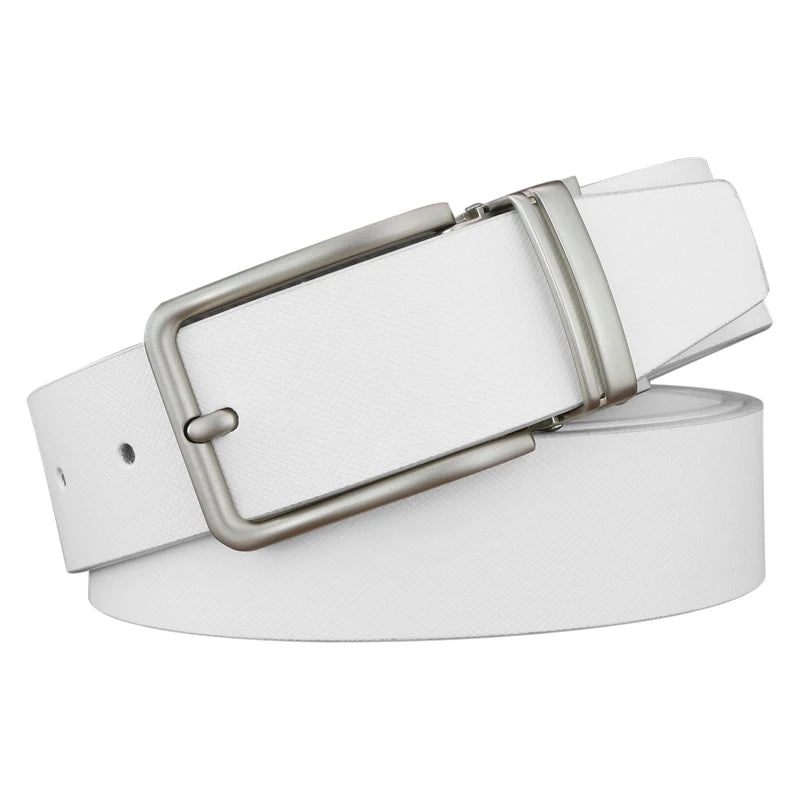 High quality men belt luxury famous brand designer pin buckle belts leisure white 3.3cm genuine leather boys jeans ceinture homm