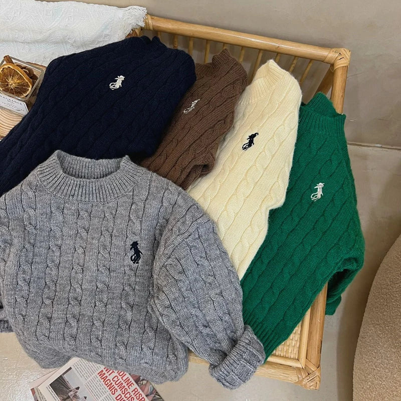 IYEAL primavera y otoño suéteres para niños niñas tesoro tejido Retro jerseys raglán chaquetas sueltas camisetas de algodón