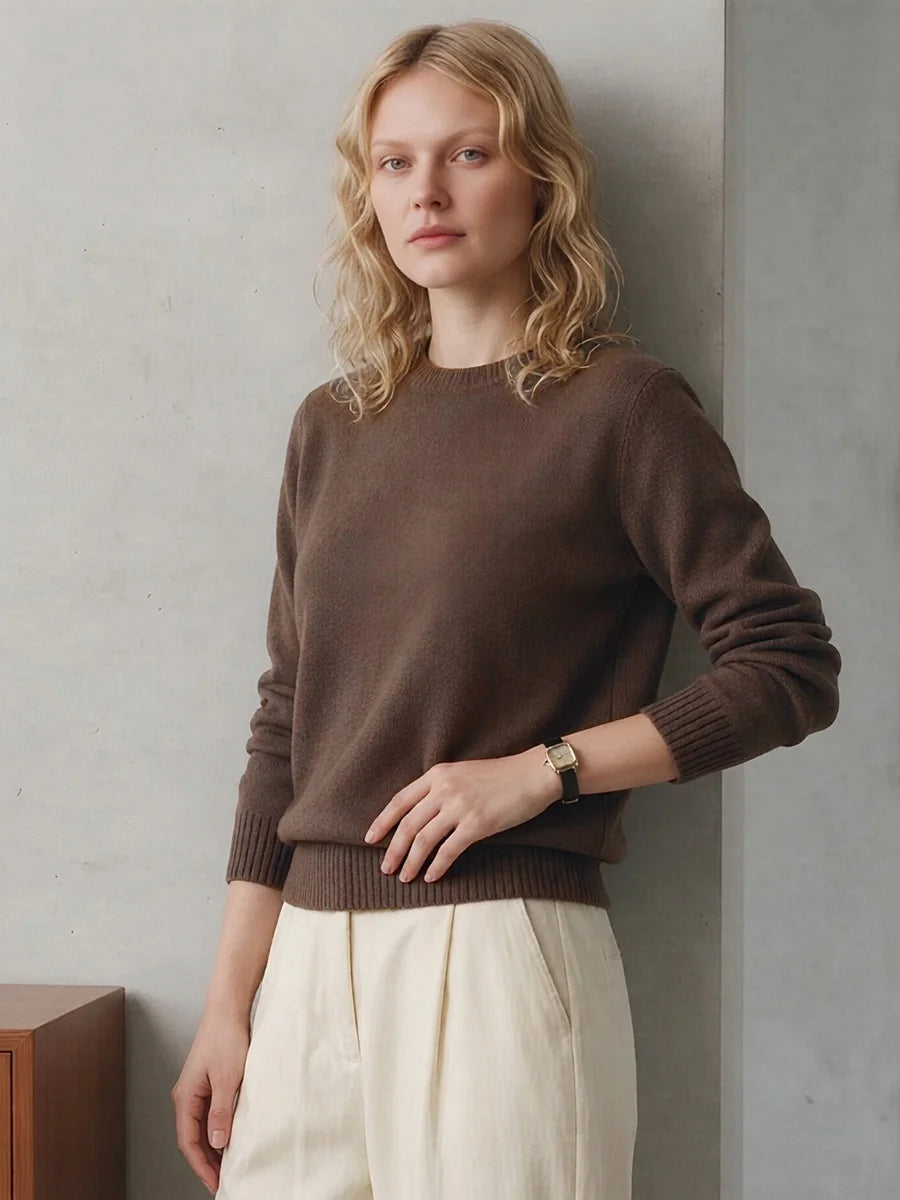 Women Cashmere Sweaters Burgundy O Neck Warm Knitted Brown Pullover Jumper Autumn Winter Wool Sweater Woman Purple Knit Top