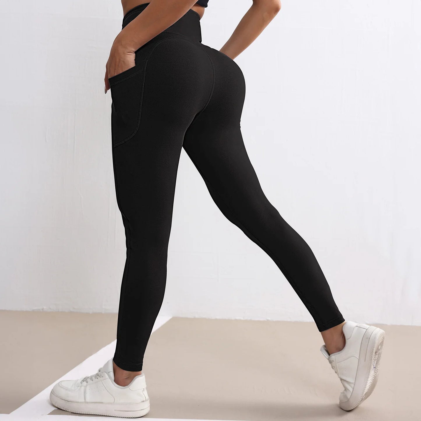 Women Fitness Lenggings With Side pockets Female Full Length Leggings Running Pants Comfortable High Waist Yoga Pants