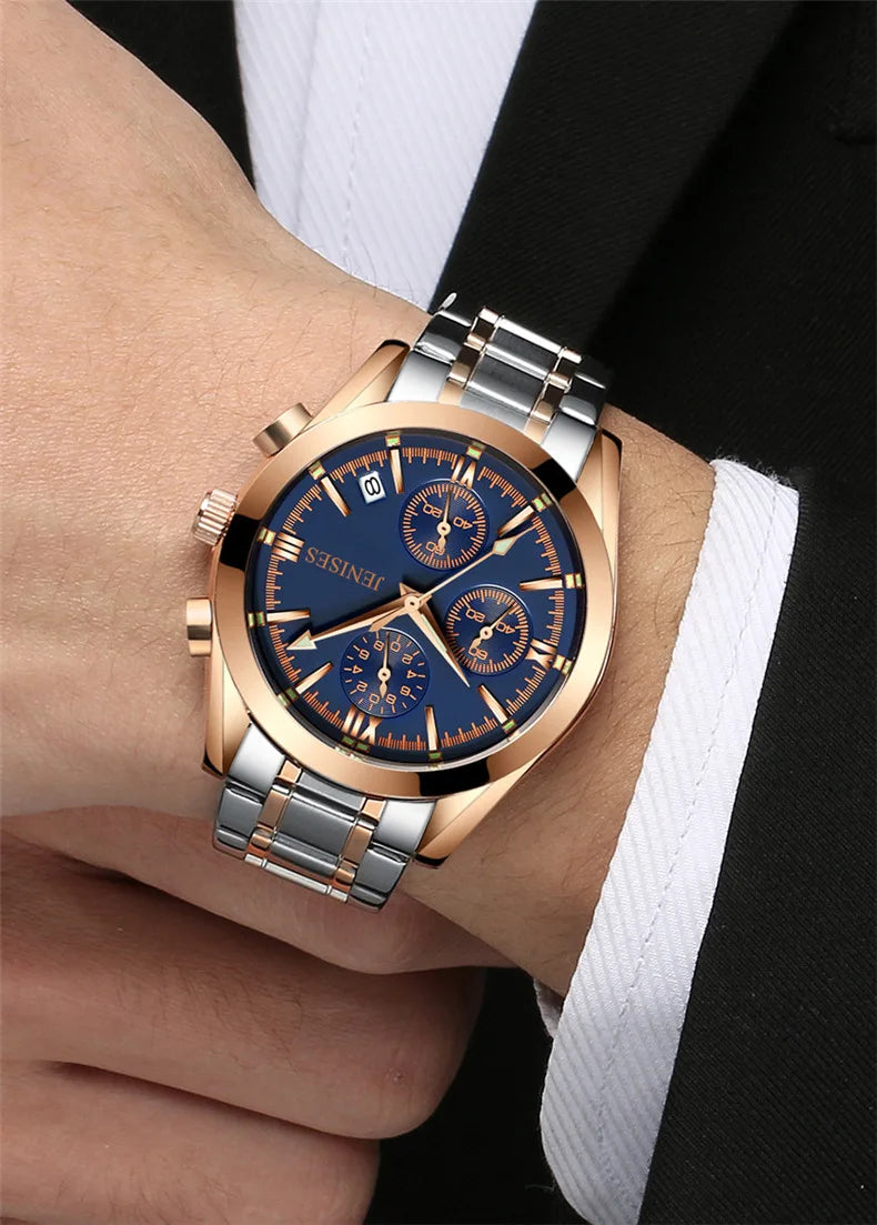 New Original Fashion Watch Waterproof Steel strap Wristwatch Business Men's Multifunctional Quartz Watch for men reloj hombre