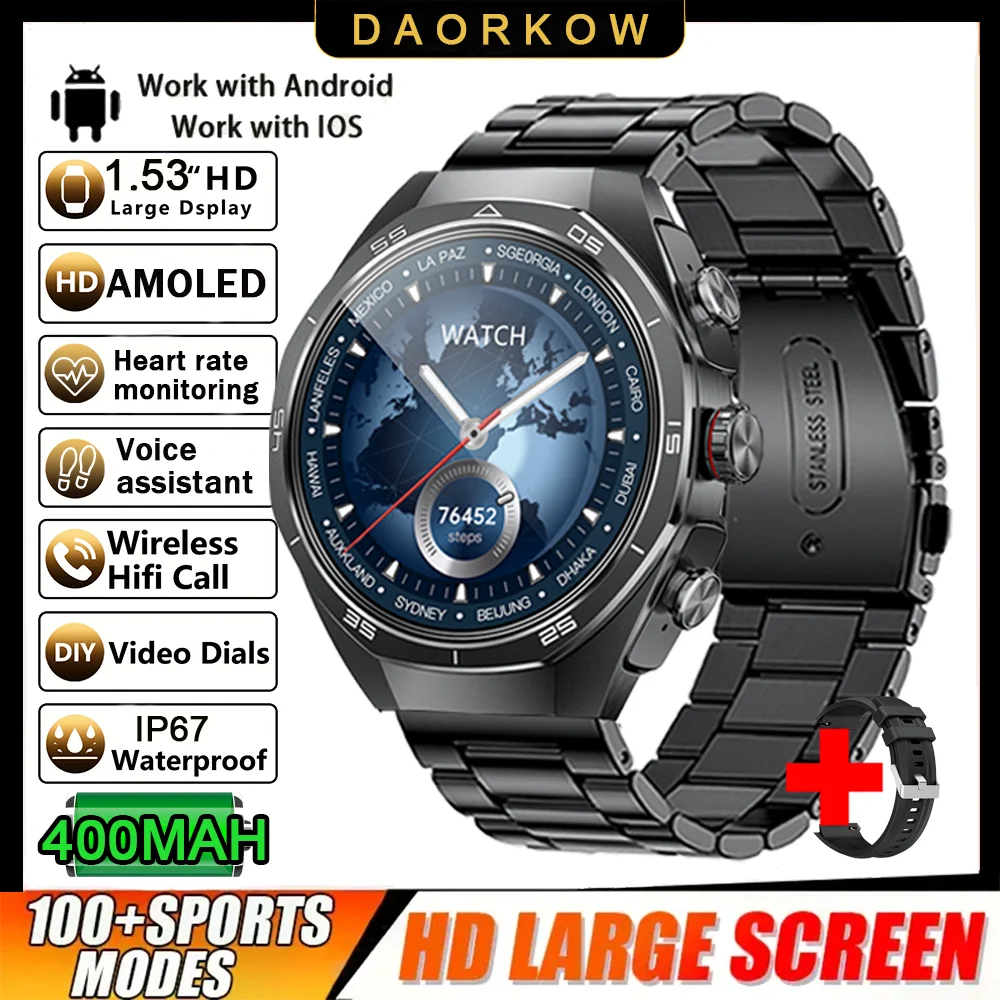 2026 New Smart Watch Men TWS 2-in-1 Bluetooth Earphones With Built-in Speaker HIFI  1.53HD SCreen Bluetooth Call IP67 Waterproof