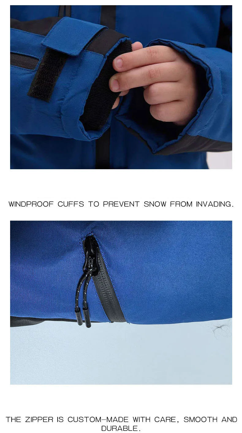 Winter Children Ski Suit Windproof Warm Jumpsuit Boys Thicken Fleece Jacket coat Children Clothing onesie