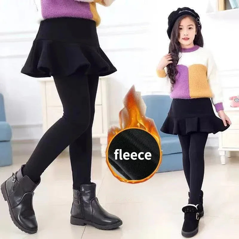 Girls Leggings Kids Autumn Winter Pants Tight for Girls False Two Pieces Culotte Children Skirt-pants Trousers 10 12 13 Years