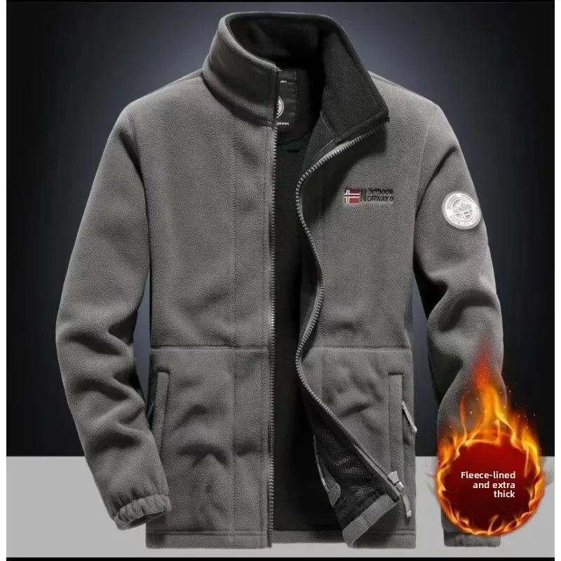 Spring Autumn Men's Outdoor Leisure Fishing Windproof Warm Cashmere Jacket Comfortable Fashionable Windproof Breathable Top