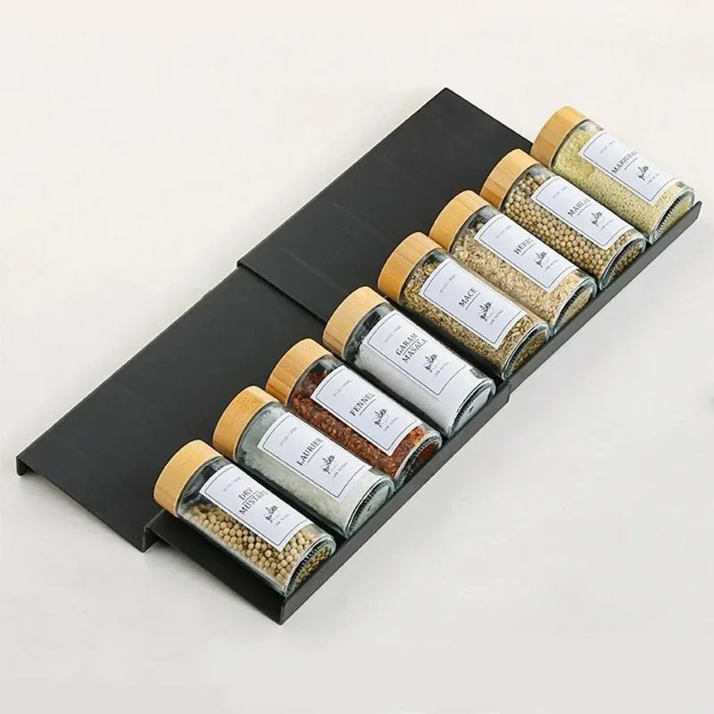 2 Layers Kitchen Spice Drawer Organizer Adjustable Spice Rack for Spice Jars Seasoning Bottles Cabinet Pantry Kitchen Organizer