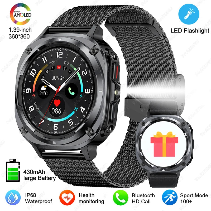 NEW Watch 7 Ultra Smart Watches IP68 Waterproof Bluetooth Call Heart Rate LED Flashlight Outdoor Smartwatch for Android iOS
