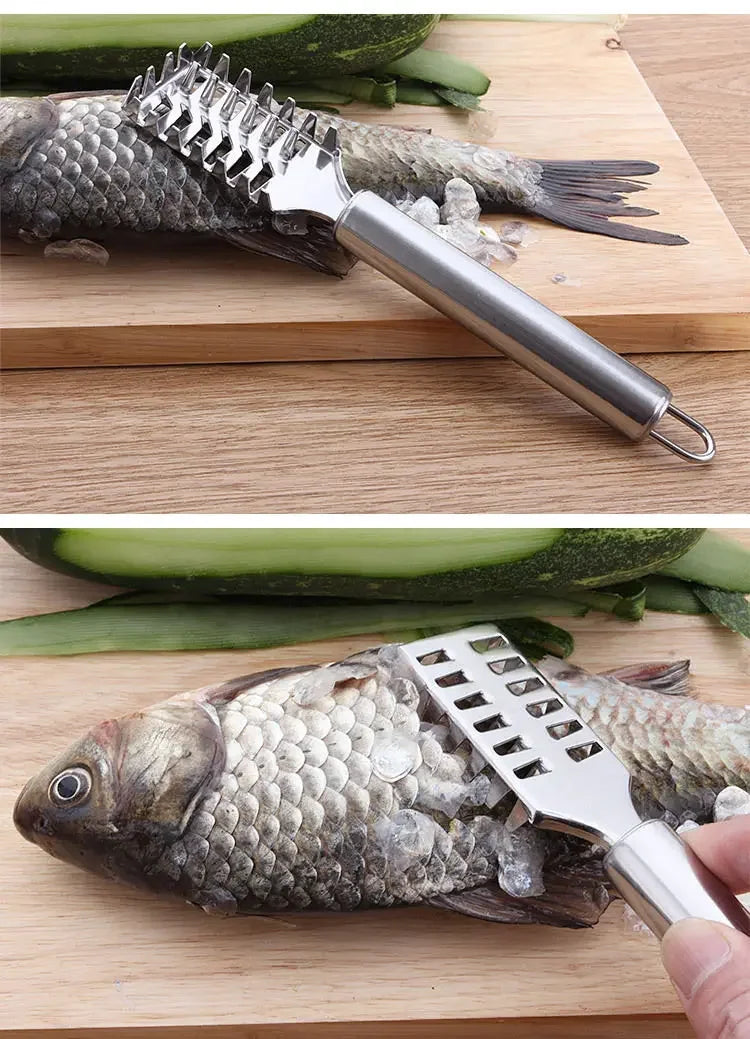 Stainless Steel Fish Scaler Remover Tool, Anti Splash Fish Scale Scraper with Non Slip Handle, Easy Cleaning Kitchen Gadget.