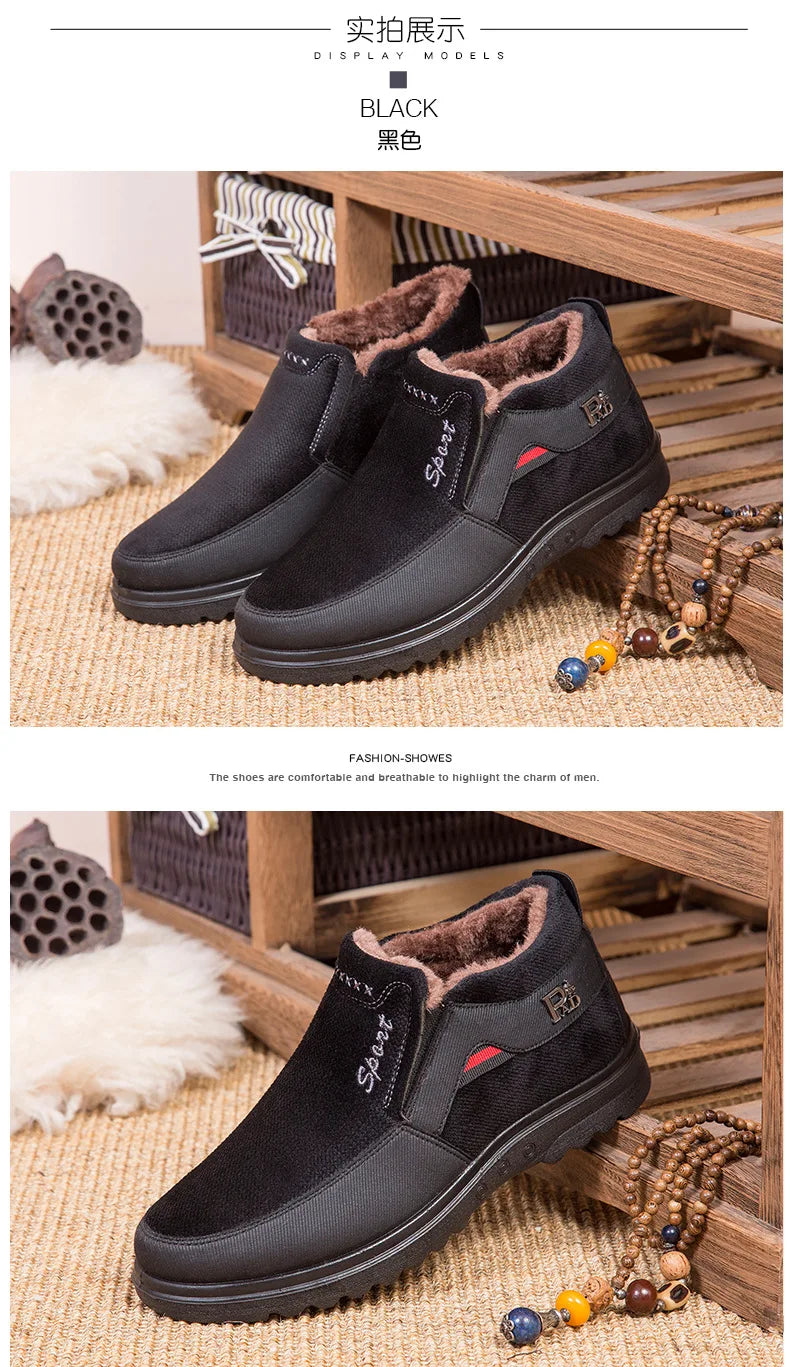 Warm Winter Boots Men Shoes  New Keep  Slip on Comfortable Plush Fur Ankle Botas Men Boots Outdoor Sneakers Zapatos De Hombre