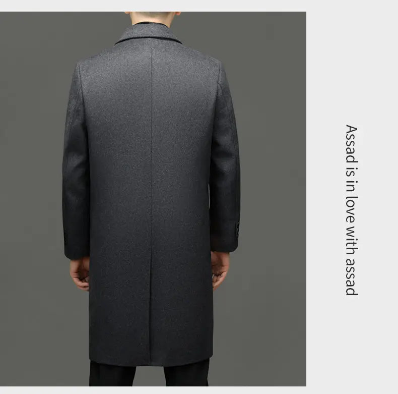 Men's High-End and Fashionable Cashmere Coats for Autumn and Winter, Mid-Length Lapel Jackets, Wool and Woolen Fabrics