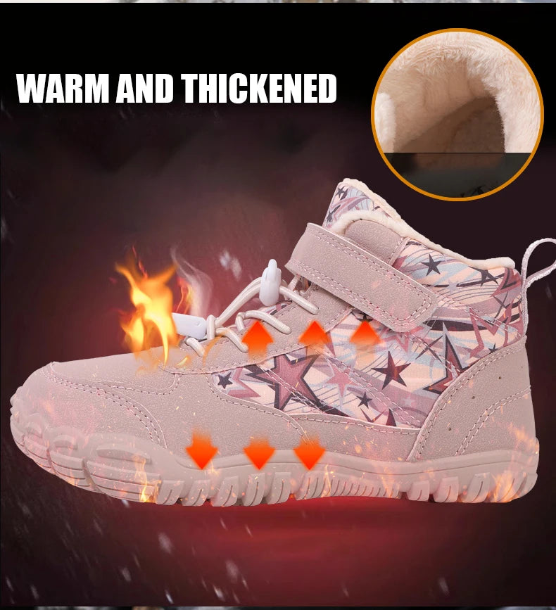 New Parent-child Winter Boots Men and Women Snow BareFoot Outdoor Non-slip Warm Fur Casual Boys/girls Sneakers Kid's Ankle Boots
