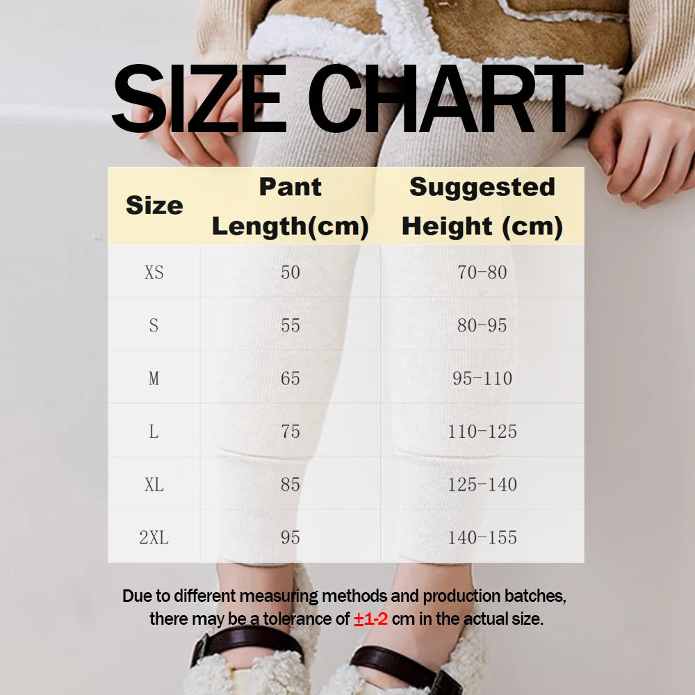 Girls Thermal Leggings Autumn Winter Thick Fleece Lined Kids Warm Stretchy Skinny Pants Solid Color Children Casual Trousers