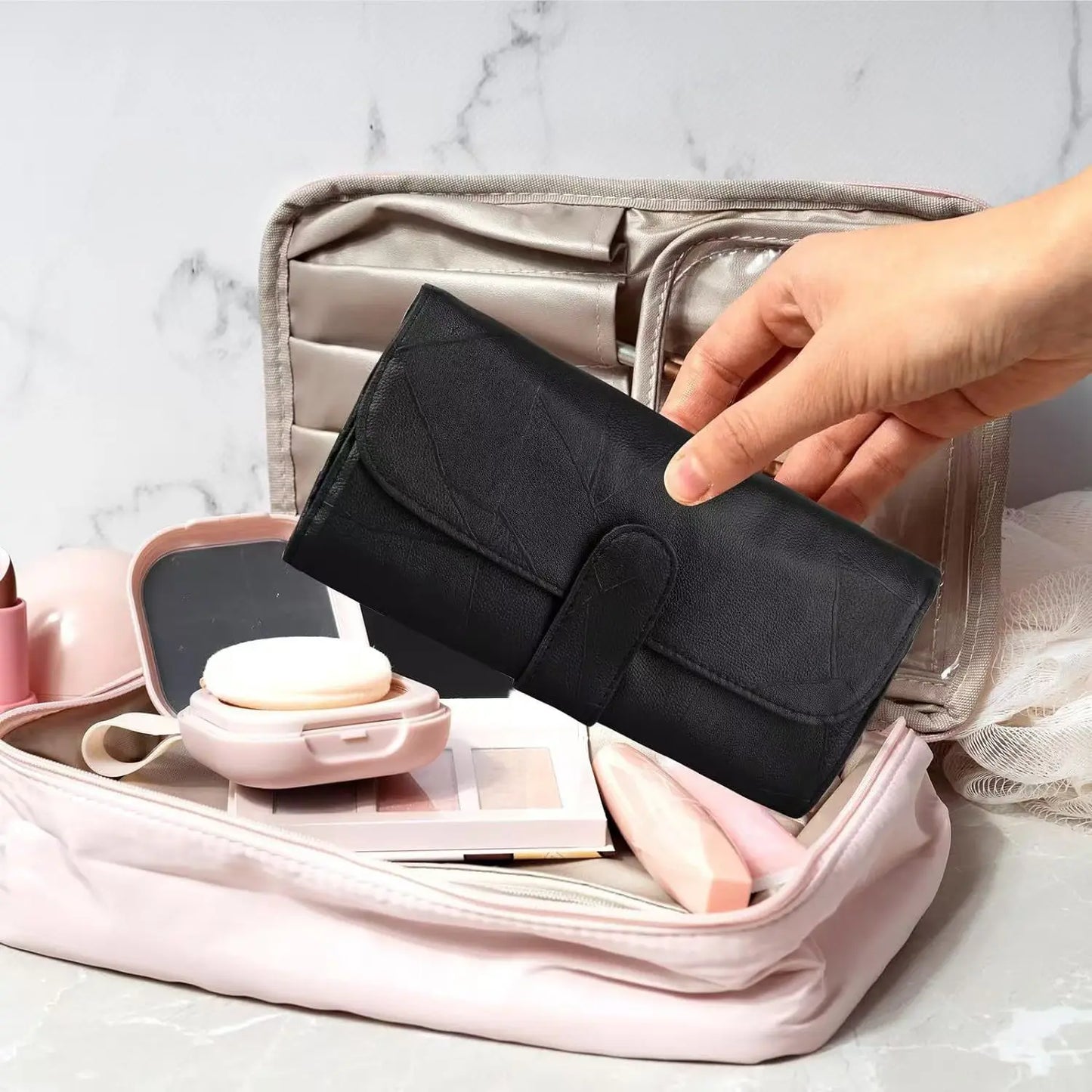 Makeup Brushes Bag Travel Make up Brushes Bag Storage Brush Organizer Holder up to 12 Brushes PU Portable