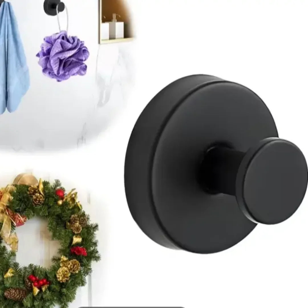 Towel Hook Shower Suction Hooks Towel Hanger for Bathroom Hanging Coat, Robe, Removable Wall Mounted Hook for Bedroom Kitchen Hotel Pool Matte Black(2-Pack)