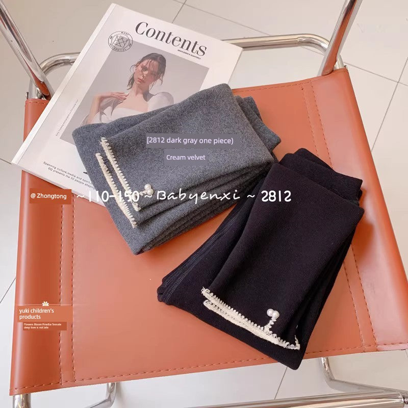Enxi Baby Medium and Large Cashmere Bone-Free Stitching One-Piece Trousers