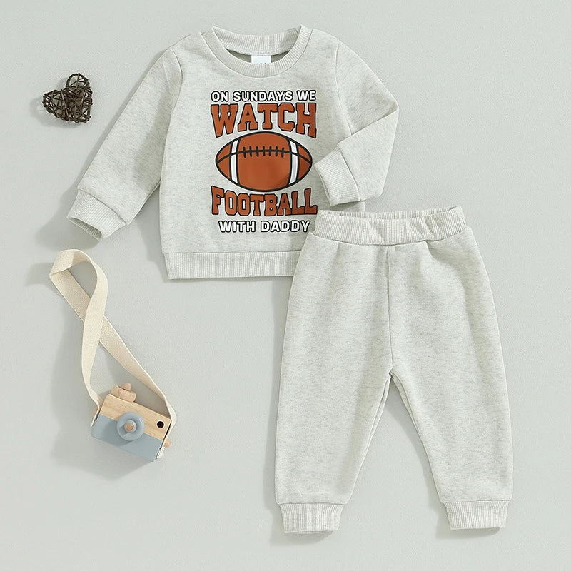 Toddler Baby Girl Boy Football Outfits Clothes 2t 3t Sweatshirt Sweater Top Pants Set Fall