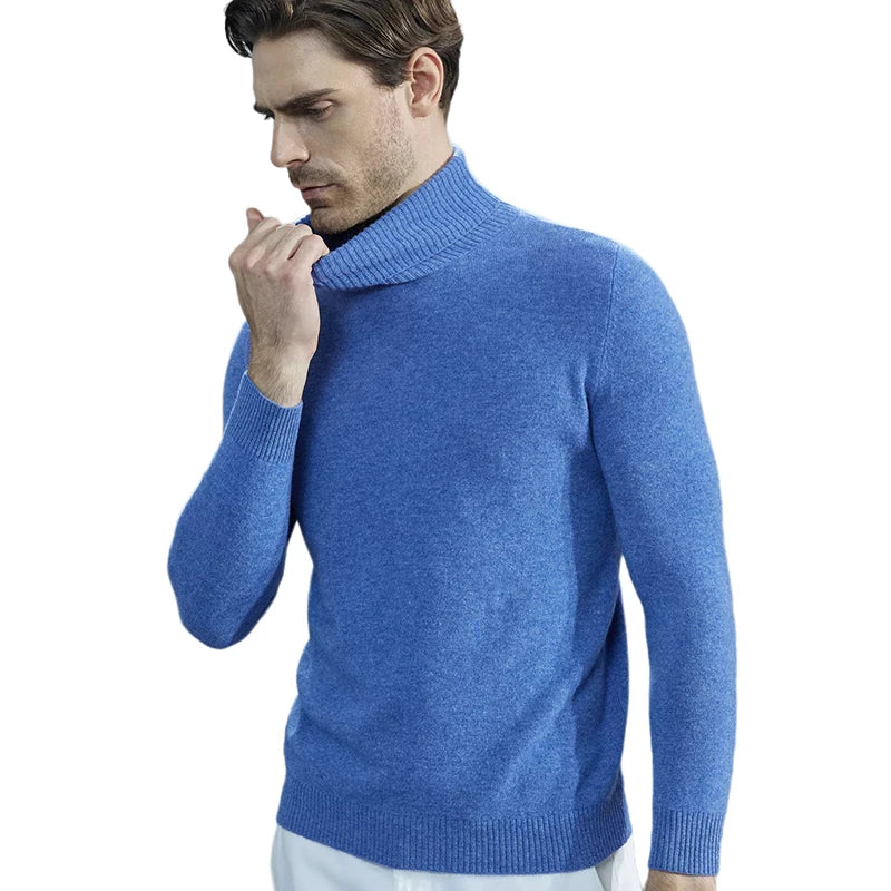 Men Knitted Sweaters Cashmere Sweater 100% Merino Wool Turtleneck Long-Sleeve Thick Pullover Winter Autumn Male Jumpers Clothing