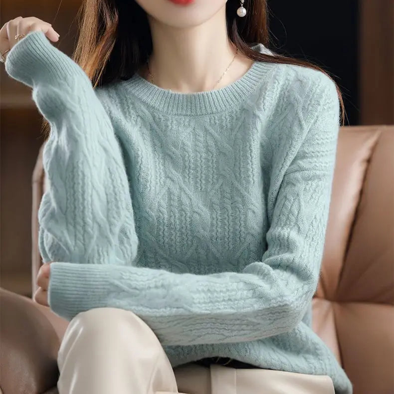 Fashion Loose Cashmere Women Sweater Autumn Winter Soft Warm Long Sleeve Solid Jumper Knitted Sweaters for Female Pullover Tops