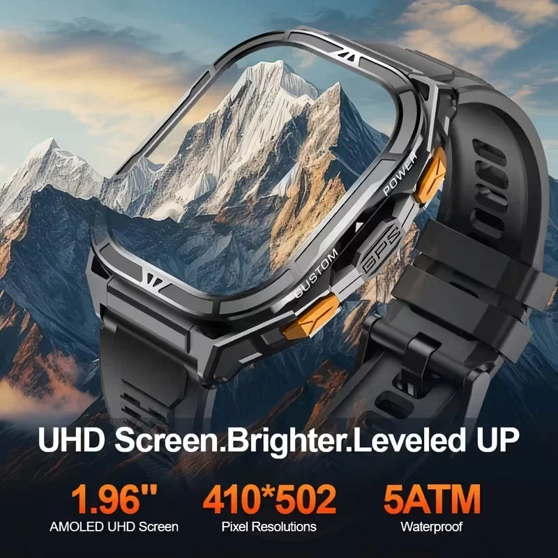 2026 GPS Smart Watch for Men Rugged Outdoor Duan Band Accurate Sports Tracking 7/24 Health Monitoring 1.96" AMOLED Display