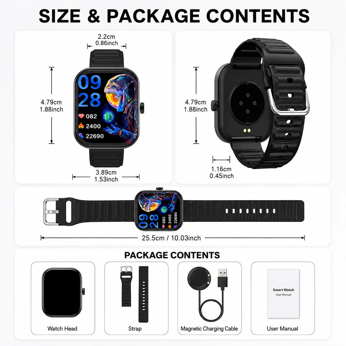 New Arrival Smart Watch 2.01" HD Screen Bluetooth Calling Fitness Tracker Heart Rate Monitor Sports Waterproof Smart Wearable