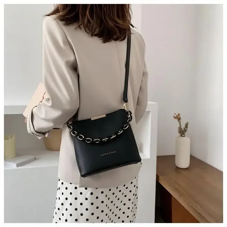 Women's Leather Fashion Senior Small Fresh Chain Bucket Bag Shoulder Crossbody Handbag Tote Bags for Women Bolsos Para Mujer
