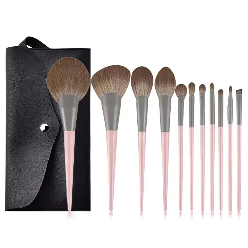 10PCS Makeup Brushes Set Eyeshadow Brush Angled Eyeliner Brush Fan Lash Brush Loose Powder Brush Makeup Tools