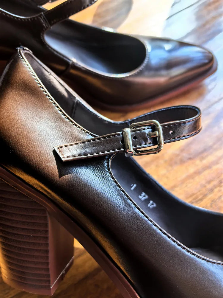 MKKHOU Fashion Pumps New High Quality Genuine Leather Pointed High Heels Mary Jane Shoes Women's Heels Leather Shoes Women Shoes