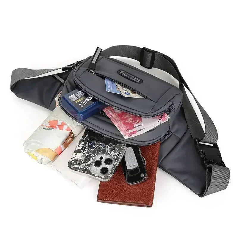 Men's Large Capacity Fitness Waist Pack Portable Anti Theft Ultra Thin Small Chest Bag Sports Outdoor Leisure Running Waist Bag