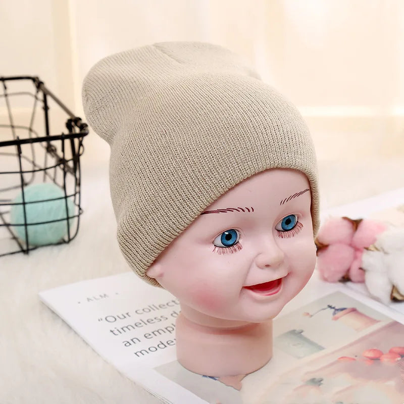 6M-5Y bebé baile callejero gorro de Hip Hop algodón primavera otoño niño gorra bufanda para niños niñas invierno cálido Color sólido sombrero para niños