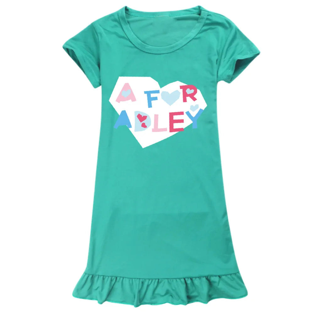 Camisón de niña de verano con dibujos animados A PARA ADLEY, vestido de pijama para niños, vestido de noche para adolescentes, camisón para niñas, ropa para niños