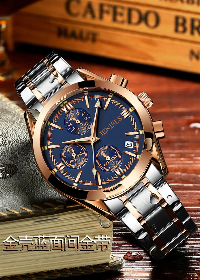 New Original Fashion Watch Waterproof Steel strap Wristwatch Business Men's Multifunctional Quartz Watch for men reloj hombre