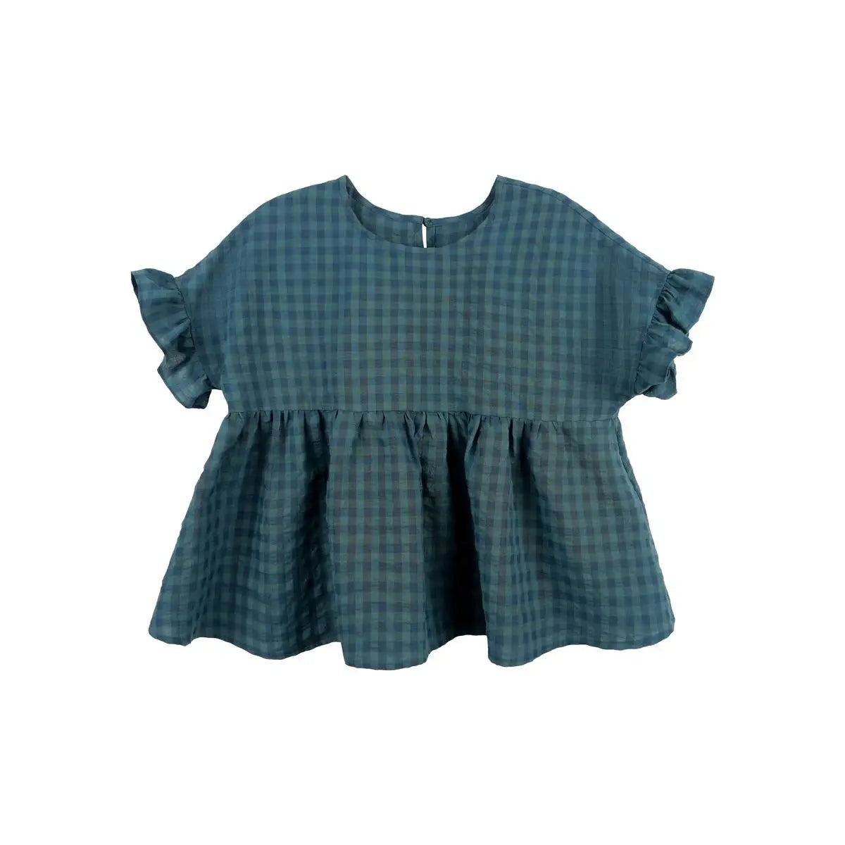 Girls' Doll Shirt 2025 Summer New Style Children's Checkered Short Sleeved Shirt Baby Retro
