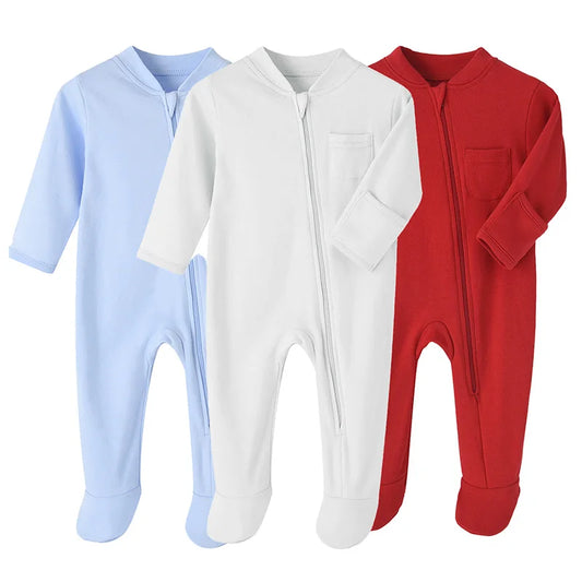 Mameluco para bebé recién nacido, mono con patas para primavera y otoño para niñas y niños, monos de algodón suave para niños pequeños, monos de Color sólido, ropa infantil