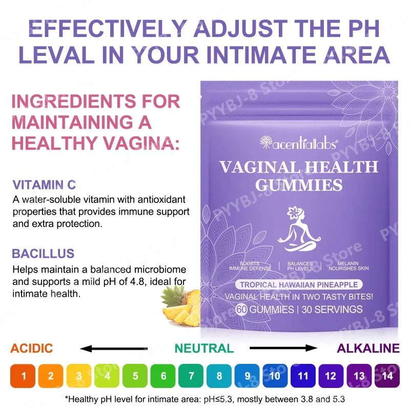 Acentiallabs Vaginal Health Gummies with Bacillus Coagulans and Vitamin C, Supports Immune Defense and PH Balance, 60 Gummies