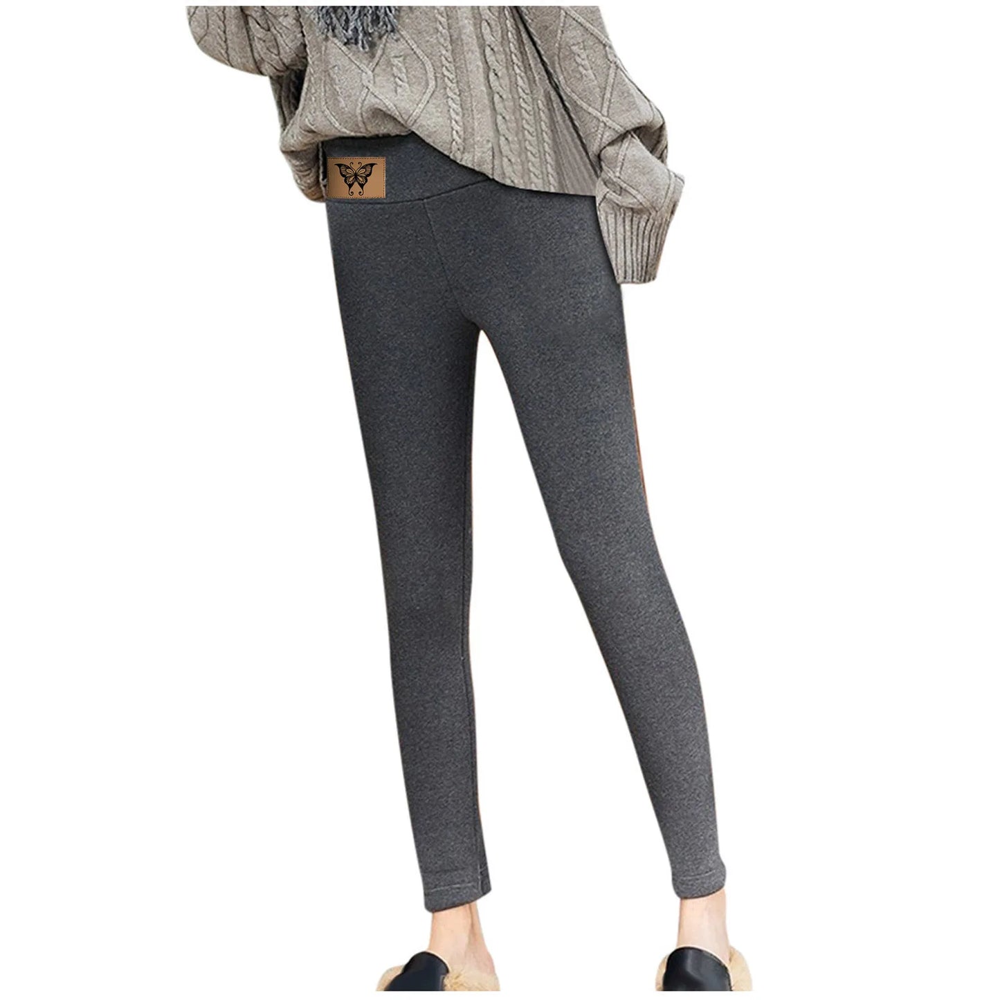 Winter Women Leggings Fleece Lined Velvet Keep Warm Pants High Waist Leggings Solid Color Comfortable Stretchy Thermal Trousers