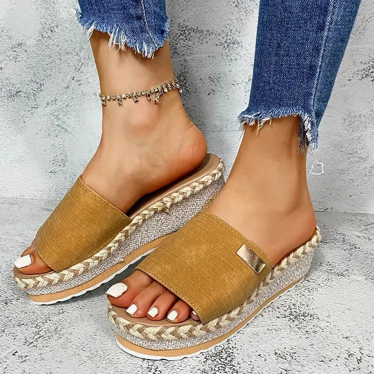 Womens High Heel Sandals Ladies Thick Bottom Casual Slippers Summer New Wedges Sandals Female Shoes Women Platform Mules Slipper
