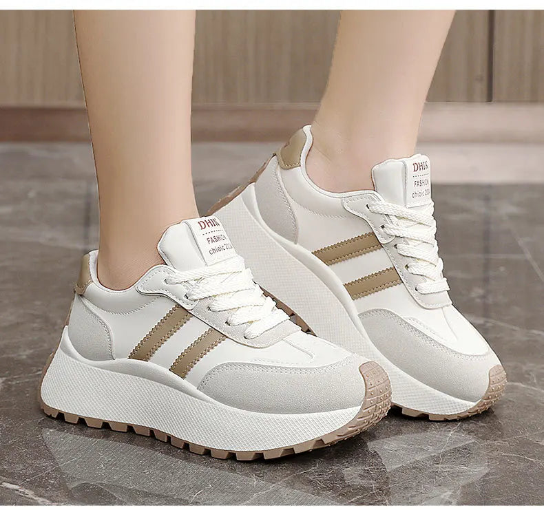 2026 Summer Thick-Soled Women Shoes Height-Increasing Women Sneakers Casual Skate Shoes Lace-Up Sports Running Shoes for Women