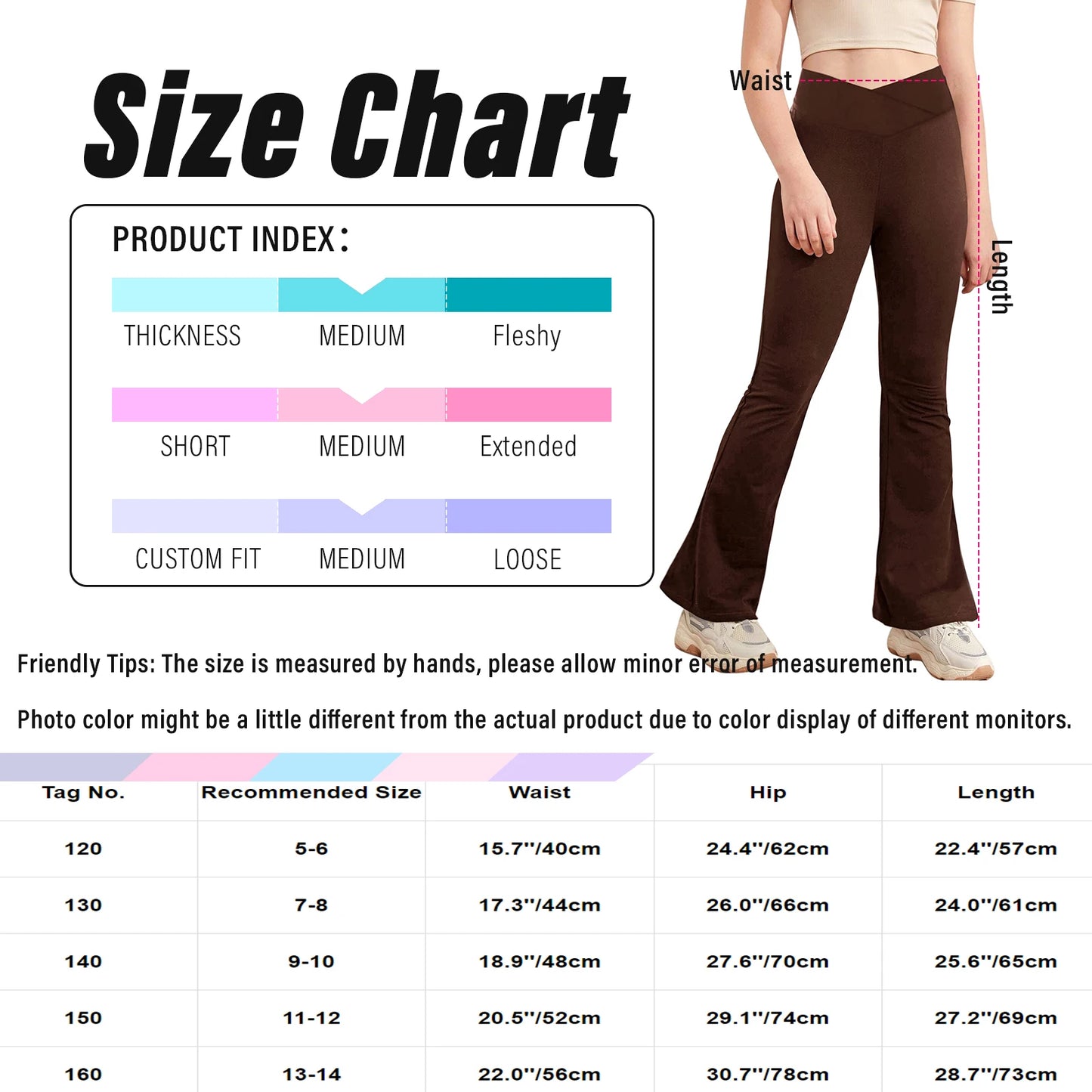 Flare Pants Kids Girls High Waist Leggings Stretch Flared Pants Wide Leg V-Shaped Waist Sports Pants Tight Yoga Pants Casual