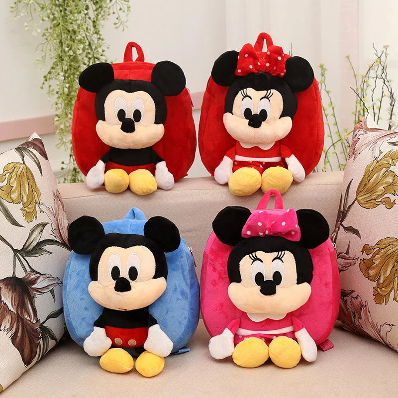 Anime Disney Figure Plush Backpack Mickey Mouse Minnie Kawaii Girl Handbag Plush Stuffed Soft Bags Children School Bag Gift